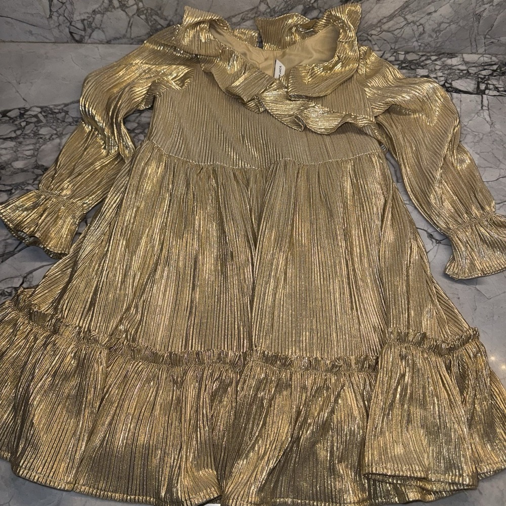 Janie And Jack Girls Size 4 Gold Holiday Formal Dress